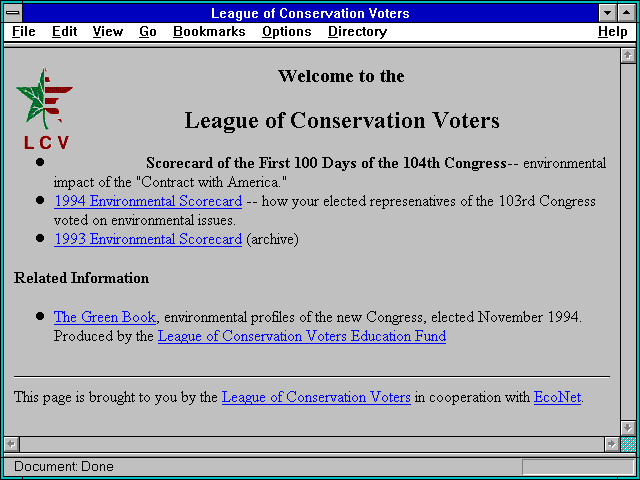 Screenshot of League of Conservation Voters