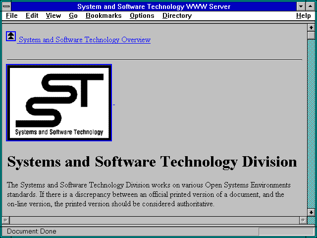 Screenshot of System and Software Technology WWW Server