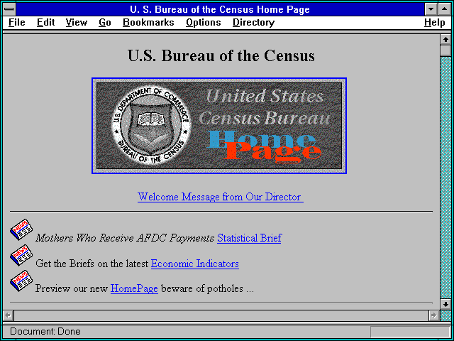 Screenshot of United States Census Information Server