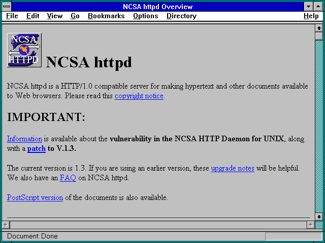 Screenshot of NCSA httpd Overview