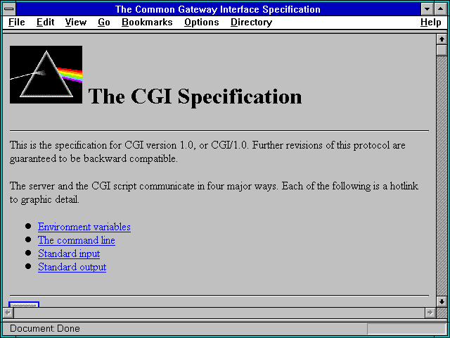 Screenshot of The Common Gateway Interface Specification