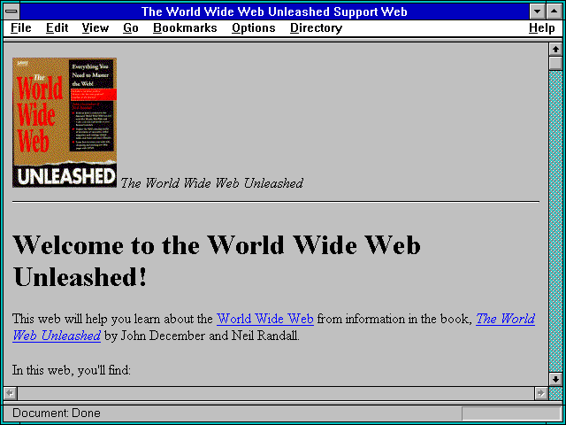 Screenshot of The World Wide Web Unleashed Support Web