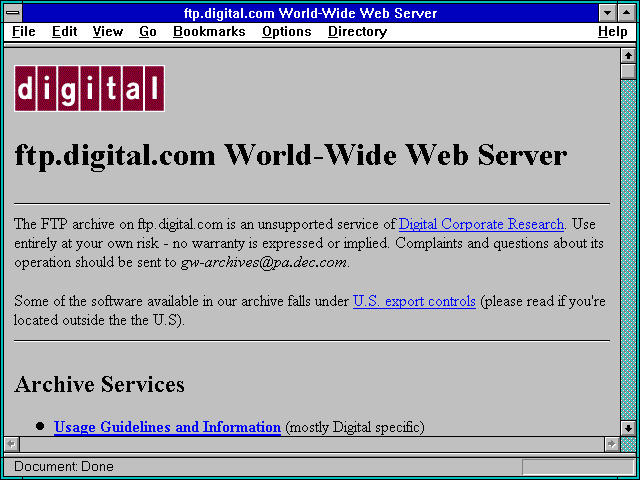 Screenshot of ftp.digital.com World-Wide Web Server