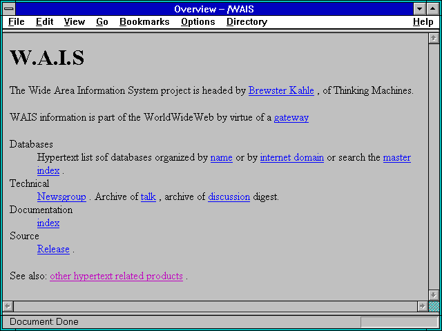 Screenshot of Overview -- /WAIS