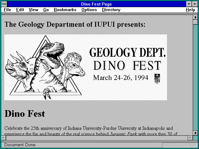 Screenshot of Dino Fest Page
