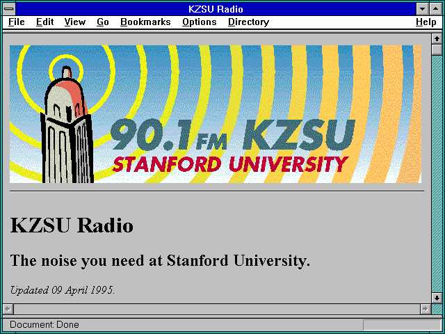 Screenshot of KZSU - 90.1 FM - Stanford Village, CA. (Stanford University)