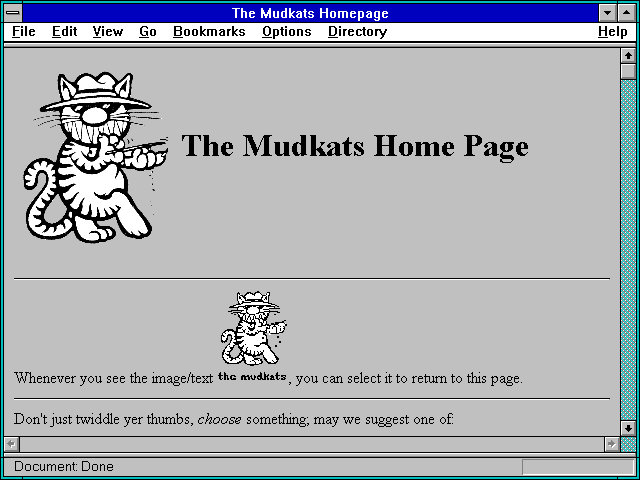 Screenshot of The Mudkats Homepage