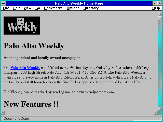 Screenshot of Palo Alto Weekly Home Page