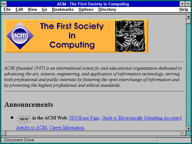 Screenshot of ACM (Association of Computing Machinery)