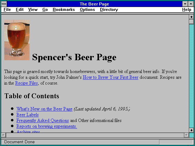 Screenshot of The Beer Page