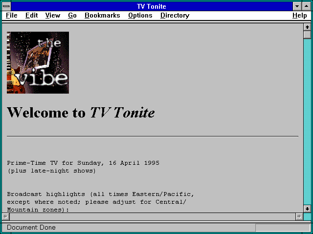 Screenshot of TV Tonite