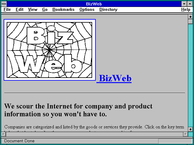 Screenshot of BizWeb: The Business Web