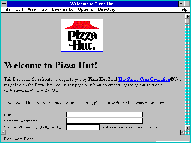 Screenshot of Welcome to Pizza Hut!