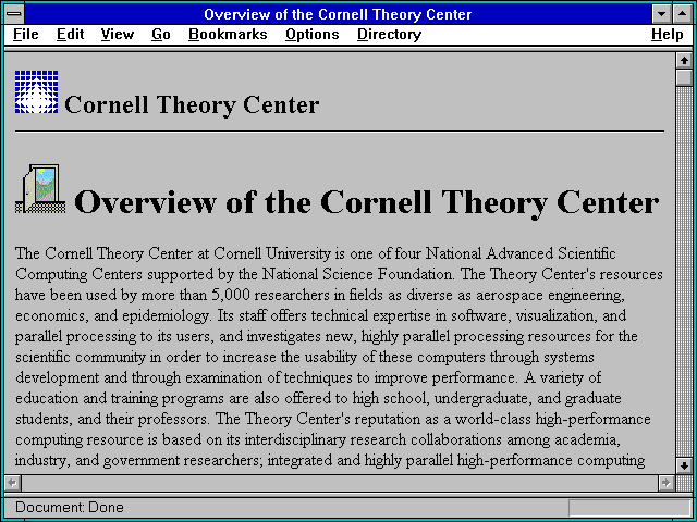 Screenshot of Overview of the Cornell Theory Center