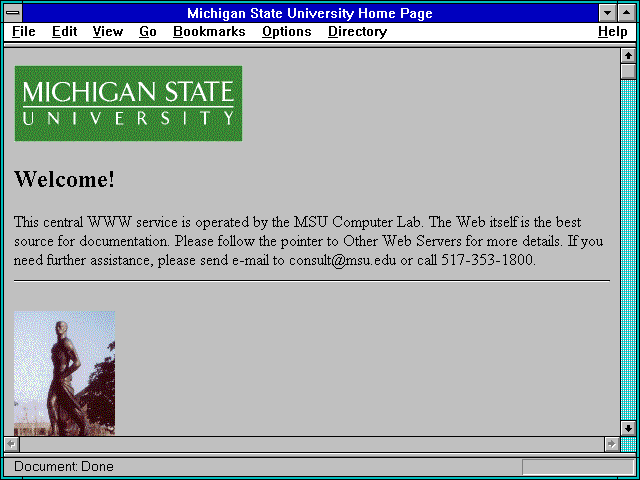Screenshot of Michigan State University Home Page