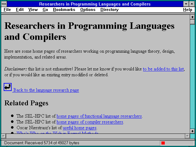 Screenshot of Researchers in Programming Languages and Compilers
