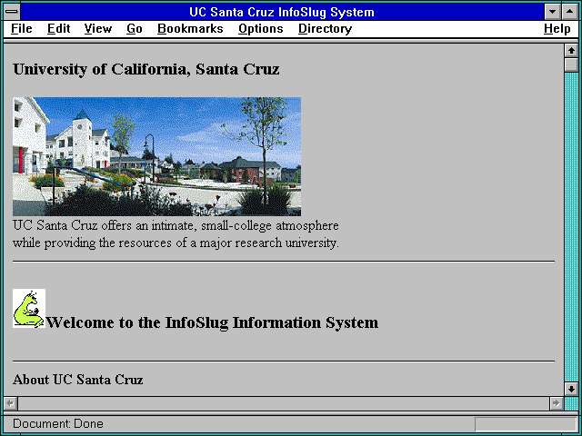 Screenshot of University of California at Santa Cruz