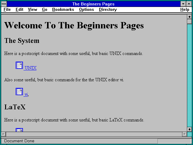 Screenshot of The Beginners Pages