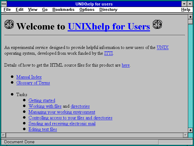 Screenshot of UNIXhelp for users