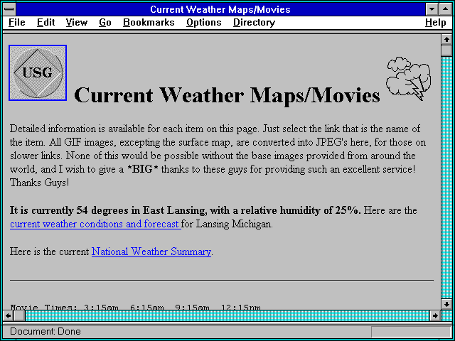 Screenshot of US IR/Radar weather map.