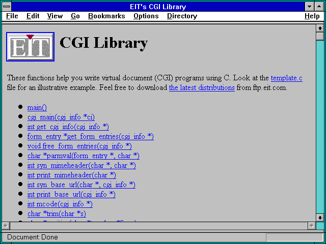 Screenshot of EIT's CGI Library