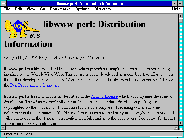 Screenshot of libwww-perl: Distribution Information