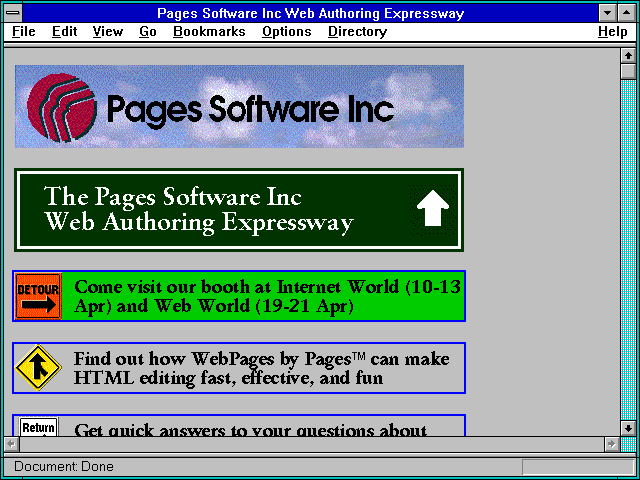 Screenshot of Pages Software Inc Web Authoring Expressway
