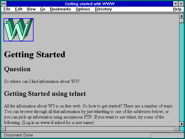 Screenshot of Getting started with WWW