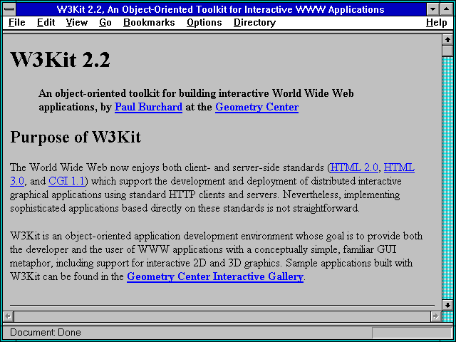 Screenshot of W3Kit 2.2 An Object-Oriented Toolkit for Interactive WWW Applications