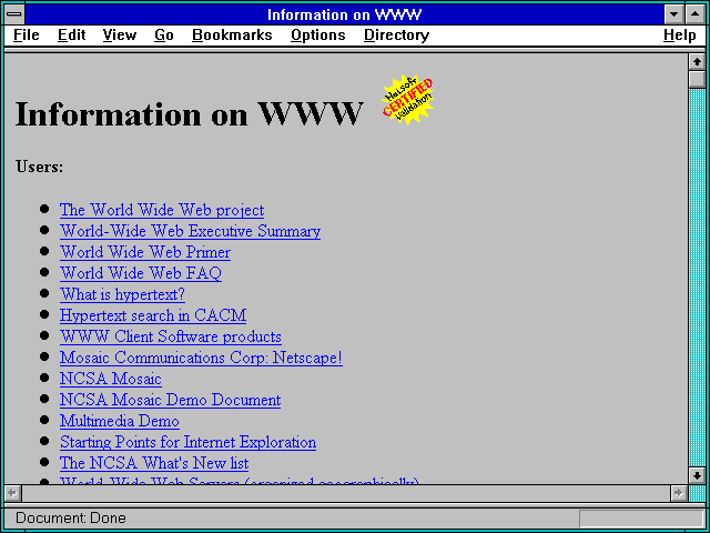 Screenshot of Web Information Guide