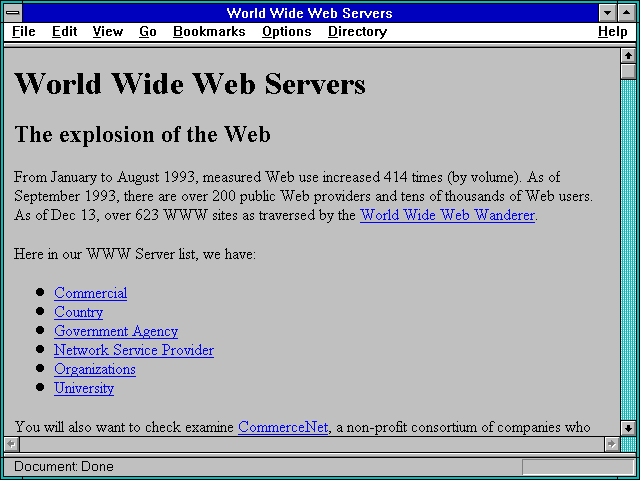 Screenshot of World Wide Web Servers