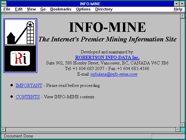 Screenshot of INFO-MINE