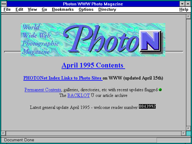 Screenshot of PHOTON Web Photographic Magazine