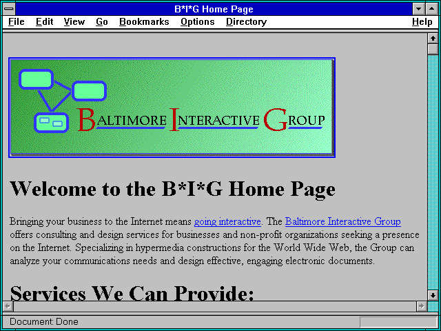 Screenshot of B*I*G Home Page