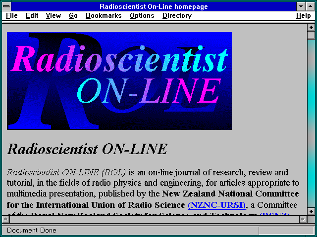 Screenshot of Radioscientist On-Line homepage