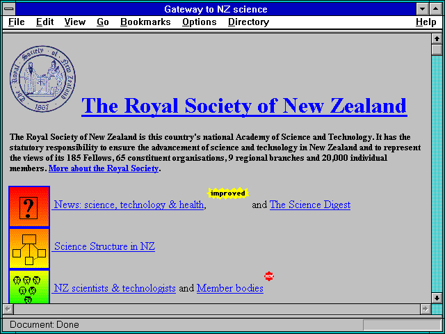 Screenshot of Gateway to NZ science
