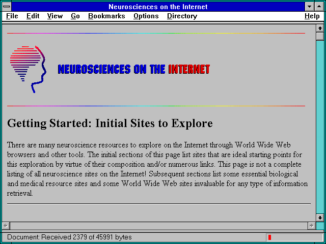 Screenshot of Neurosciences on the Internet