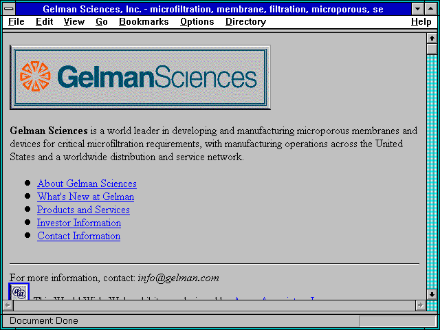 Screenshot of Gelman Sciences Inc.
