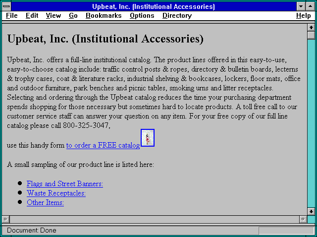 Screenshot of Upbeat Inc. (Institutional Accessories)