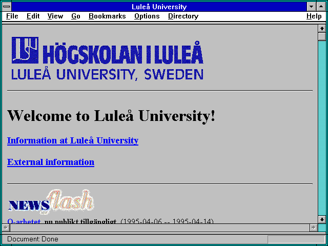 Screenshot of Lulea University