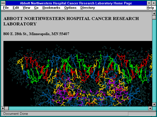 Screenshot of Abbott Northwestern Hospital Cancer Research Laboratory Home Page