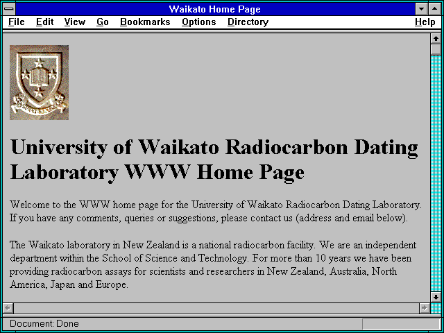 Screenshot of Waikato Home Page