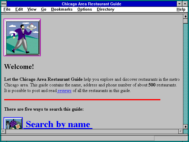 Screenshot of Chicago Area Restaurant Guide