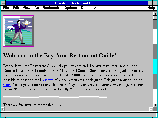 Screenshot of Bay Area Restaurant Guide