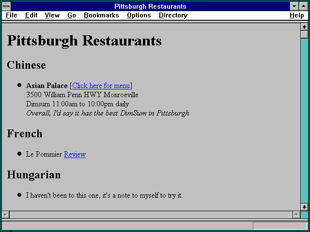 Screenshot of Pittsburgh Restaurants