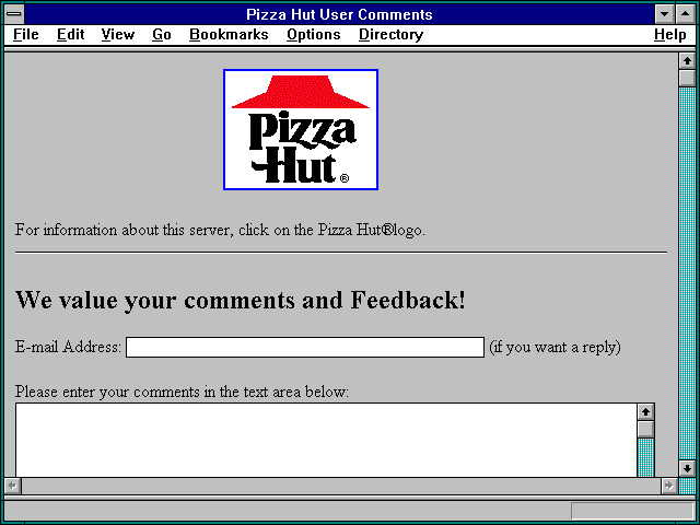 Screenshot of Pizza Hut User Comments