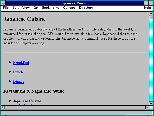 Screenshot of Japanese Cuisine