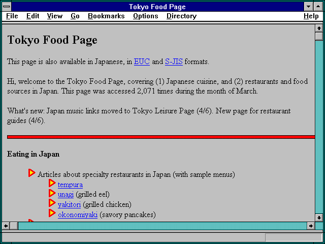 Screenshot of Tokyo Food Page