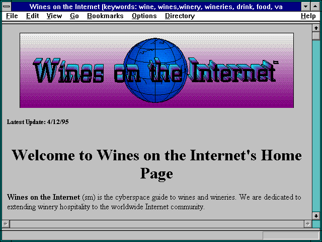 Screenshot of Wines on the Internet
