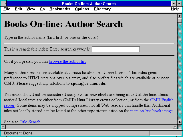 Screenshot of Books On-line: Author Search